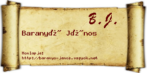 Baranyó János névjegykártya